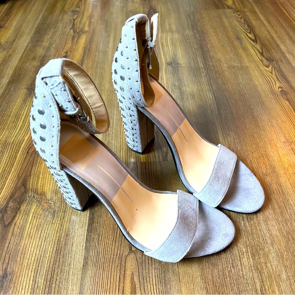 Brand New Never Worn Gray Studded Heeled Sandal Dolce Vita